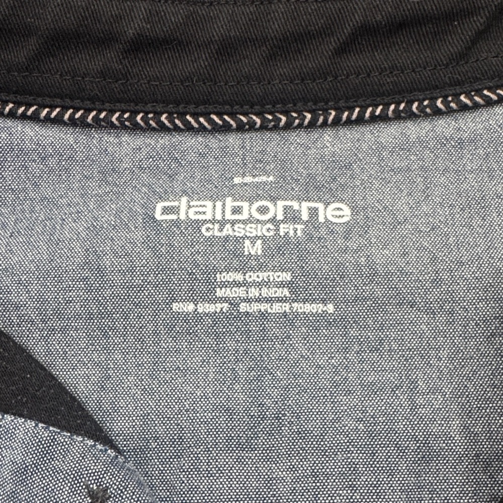 Liz Claiborne Men's Black and Grey Patterned Polo Shirt - Picture 2 of 5